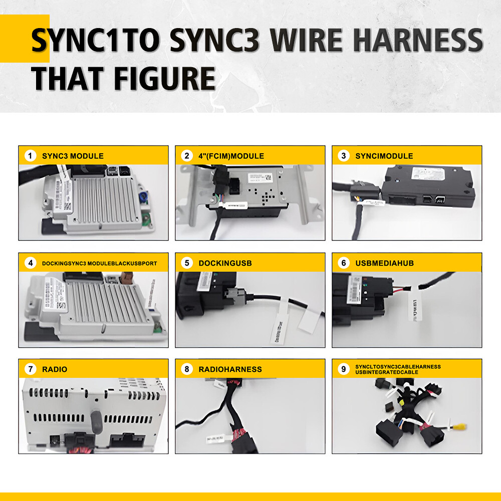 Plug&Play 4" TO PNP 8" Conversion Power Harness For Ford SYNC1 to SYNC 3 Upgrade