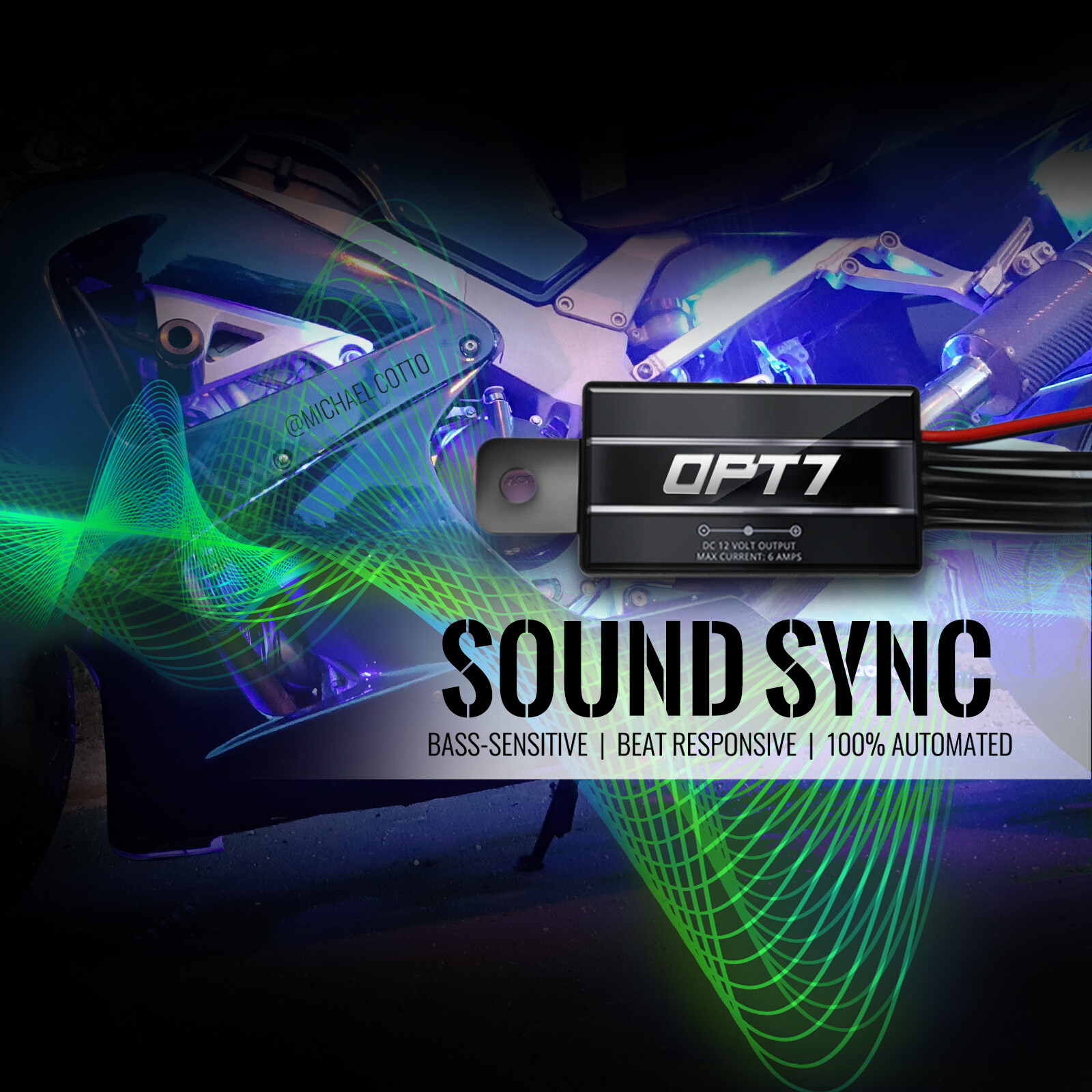 OPT7 Motorcycle LED Light Kit All-Color Underglow Neon Strip 10pc Double Cruise