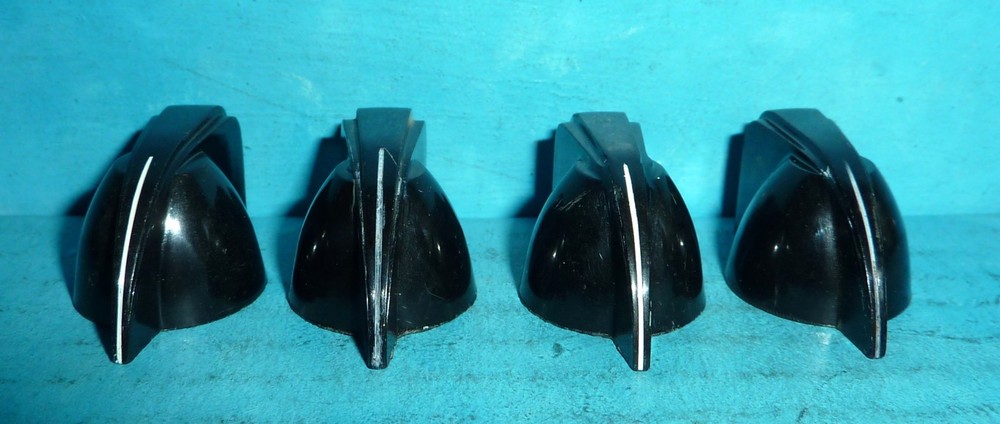 4 Kurz Kasch Black Chicken Head Knobs Flat Back 1/4in Shaft
