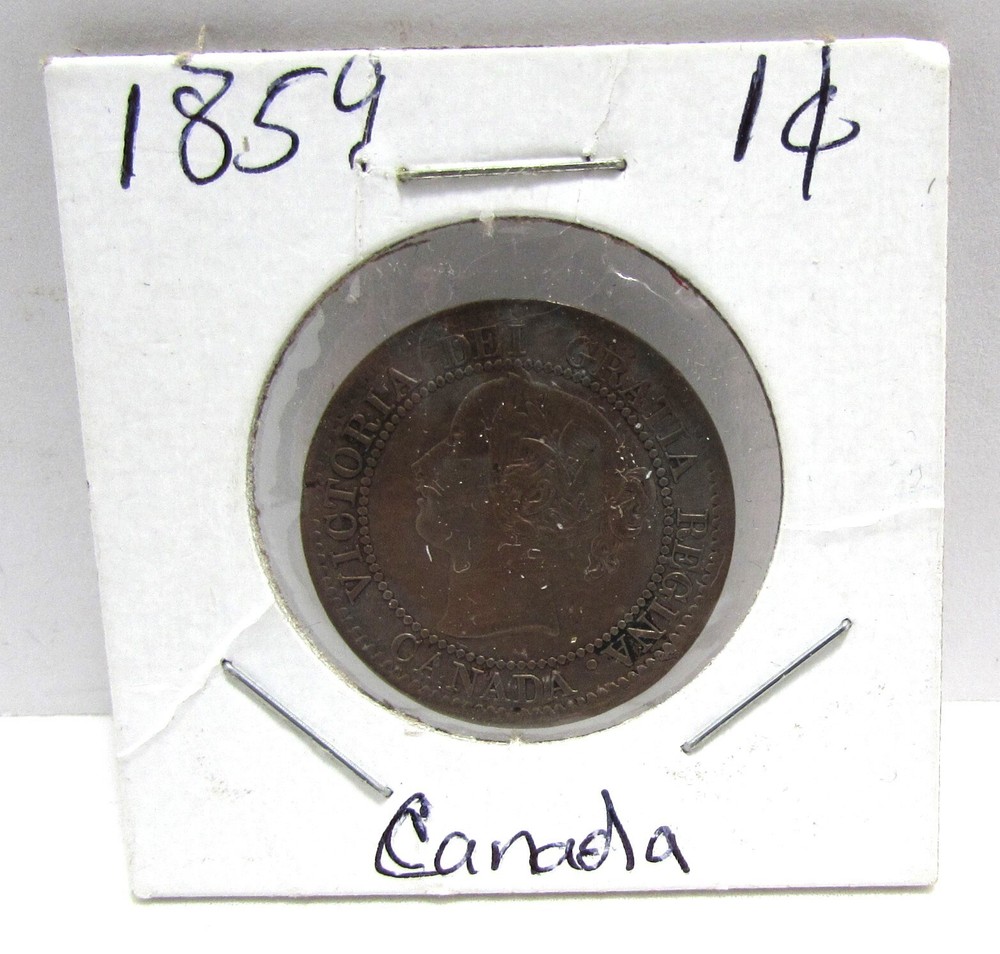 1859 Canada Large Cent Penny 1 Cent Nice Coin Almost Uncirculated