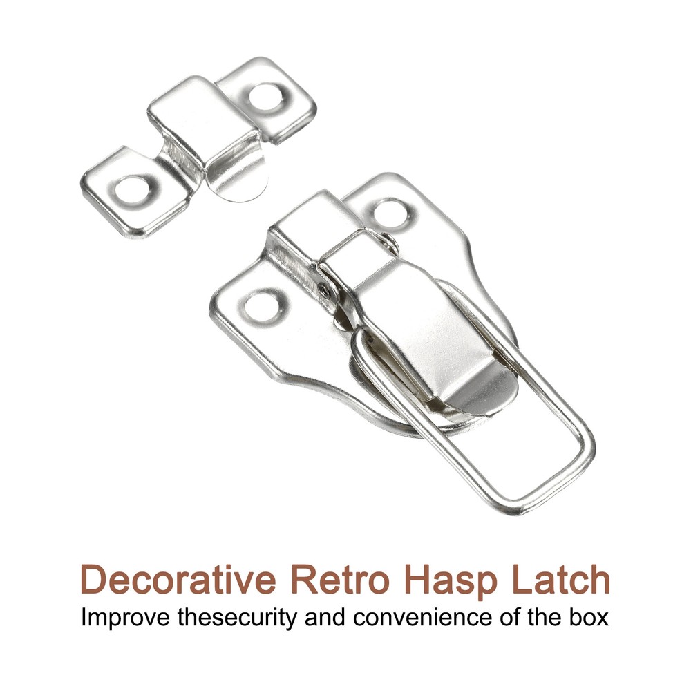 2 Pcs Duck-billed Hasp Lock, Retro Box Toggle Latch without Padlock Hole, Silver
