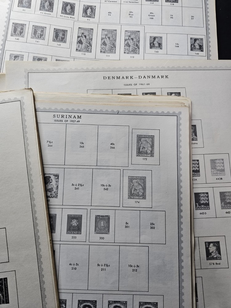 Minkus Blank Stamp Pages: Britain, Spain, Swiss, Netherlands, Denmark, Colonies