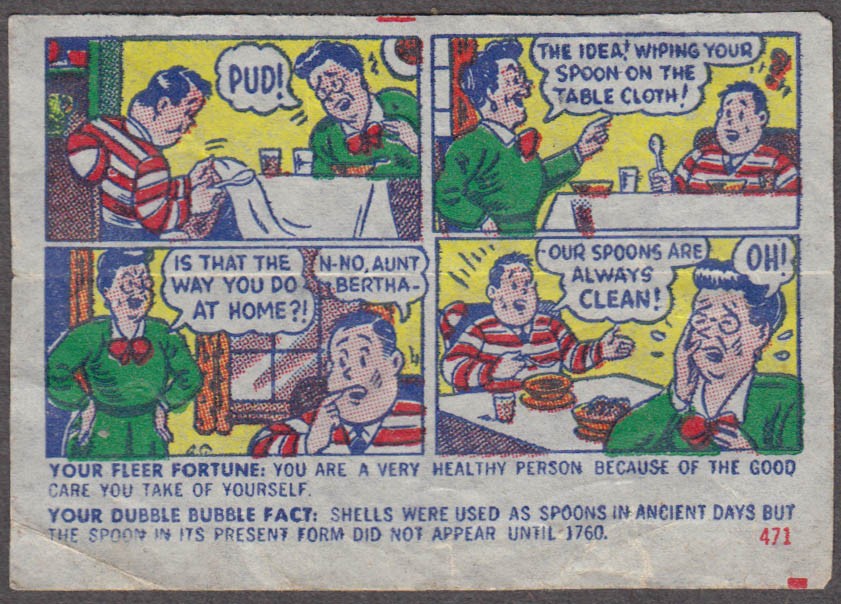 Fleer Dubble Bubble bubblegum comic featuring Pud 1950s #471