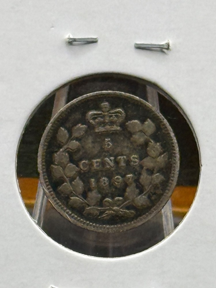 1897 Canada 5 Cents Silver Foreign Coin