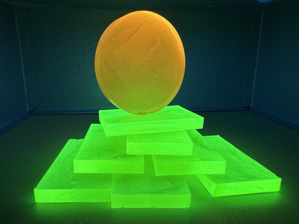 Radiant Glow:Rectangular Green Uranium Glass - UV Reactive, Glows under UV Light