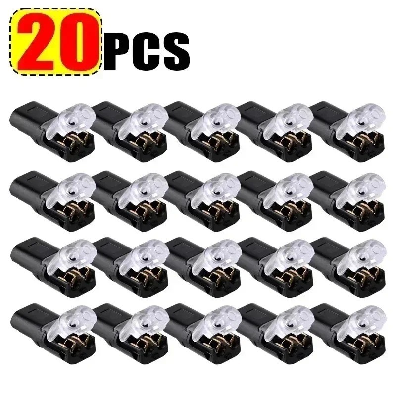 50pc 2-Way Quick Wire Connectors Waterproof Locking Buckle 18-22AWG Solderless