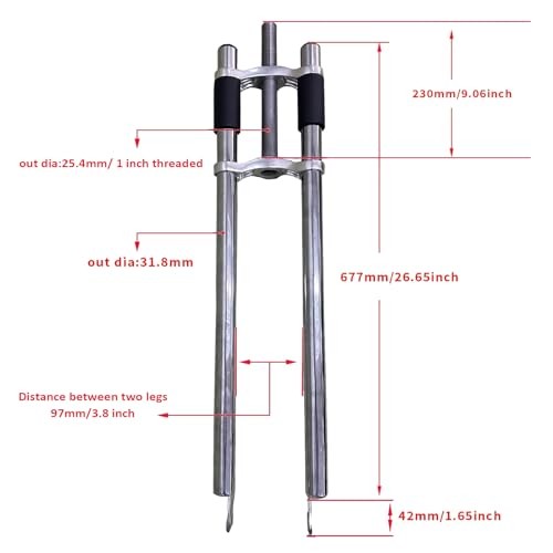 26" Bicycle Fork 1" Threaded Triple Tree Non Suspension Fork Fork Only