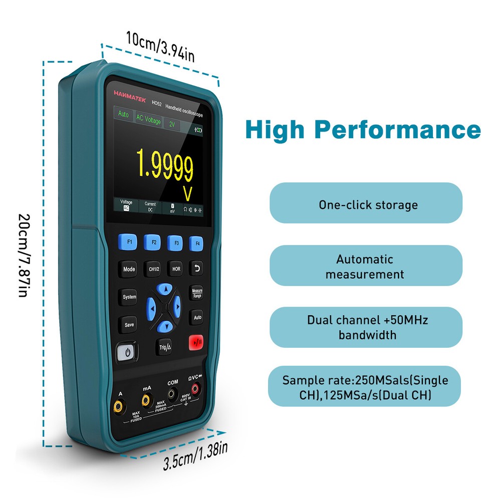 2CH Handheld Oscilloscope Multimeter For Automobile Maintenance Power Detection