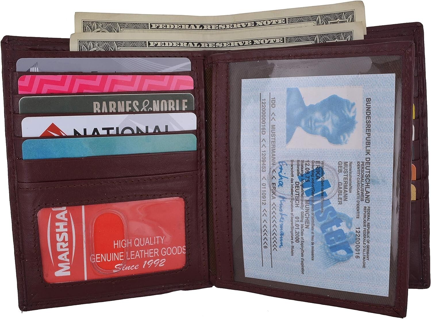 Men's Genuine Leather Bifold Wallet Hipster Credit Card ID Holder RFID Blocking