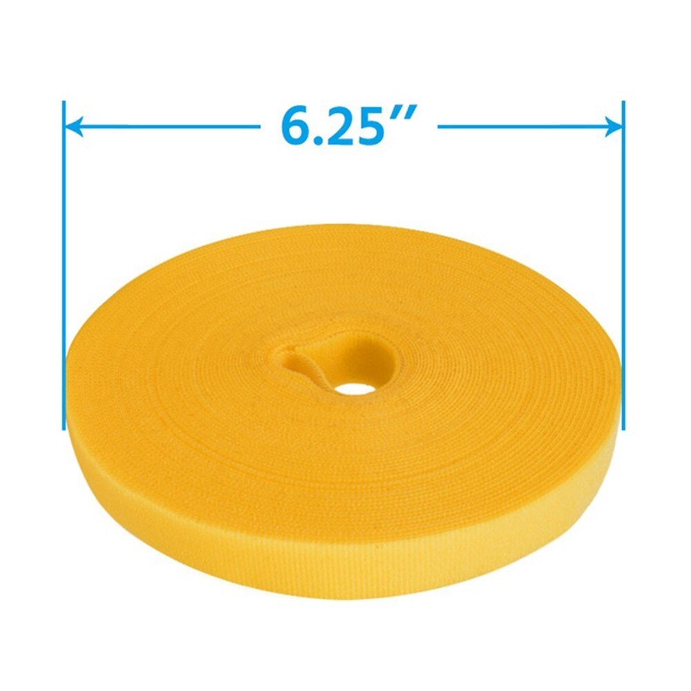 50FT Roll Reusable Hook Loop Self Attaching Cable Tie Fastening Tape Yellow