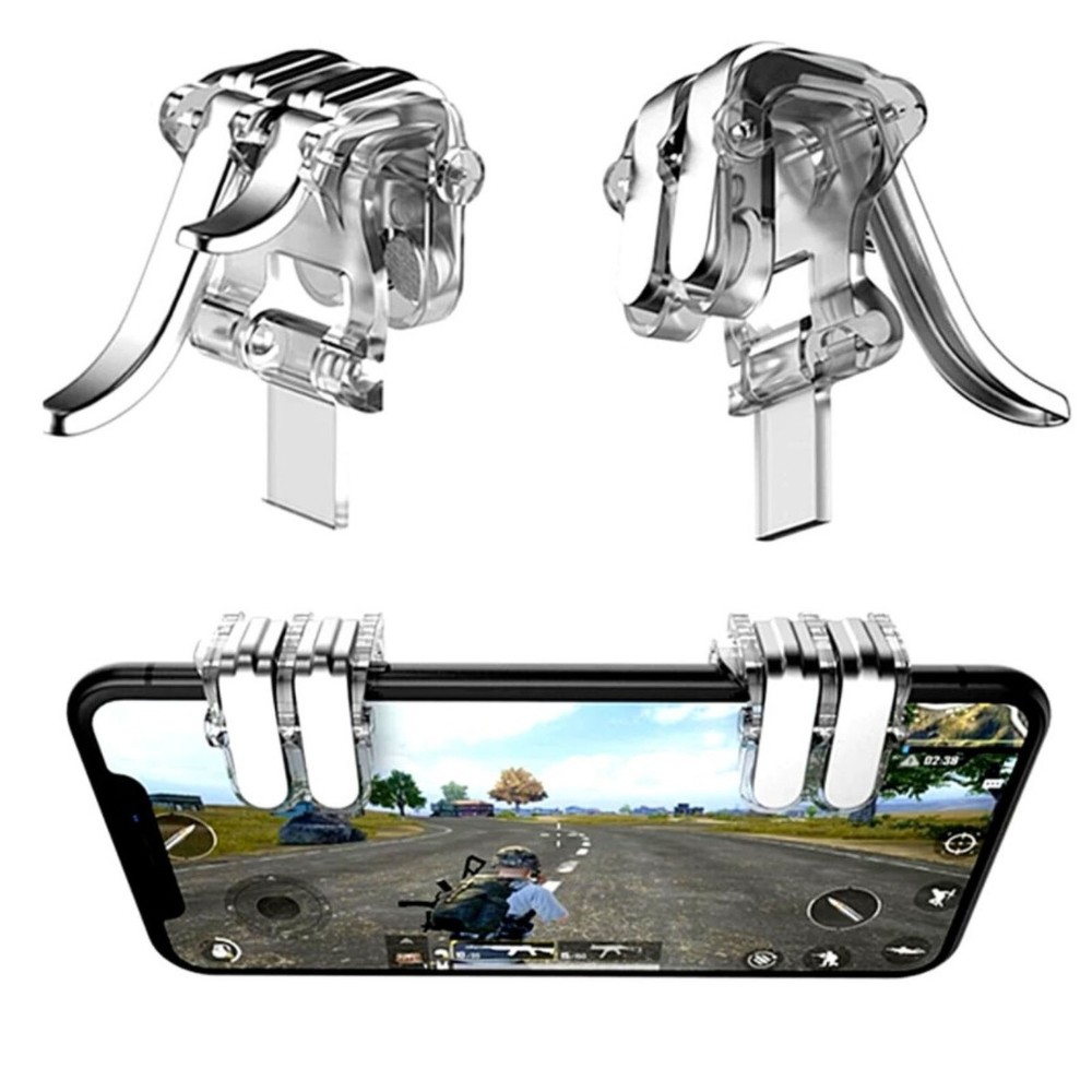 2PCS W6 Gaming Trigger Phone Game PUBG Mobile Controller Gamepad For Android IOS