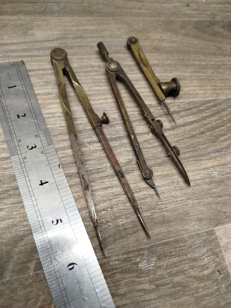 Vintage Technical Drawing items x 3 items - brass