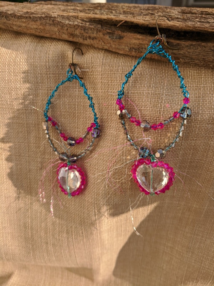 Statement Artisan Crystal heart earrings