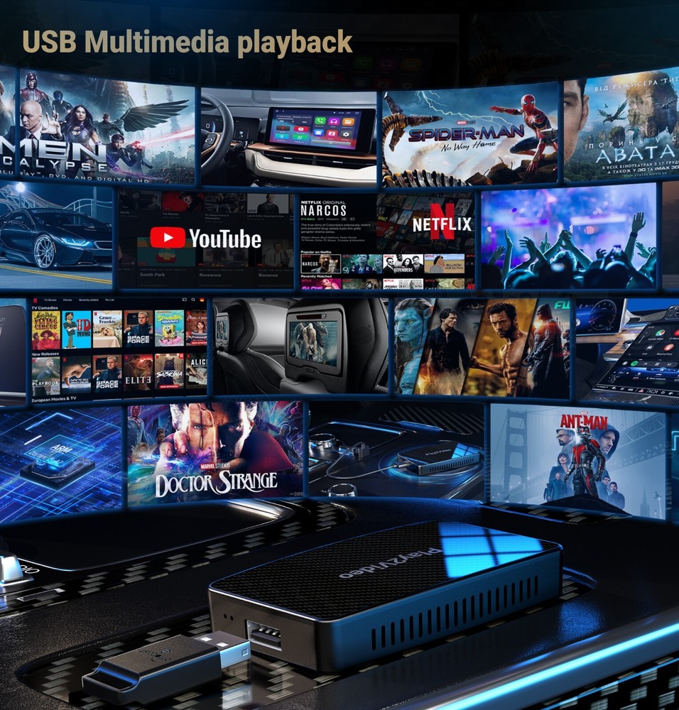 2 in 1 Play2Video AI Box Wireless CarPlay/Android Auto Multimedia Adapter