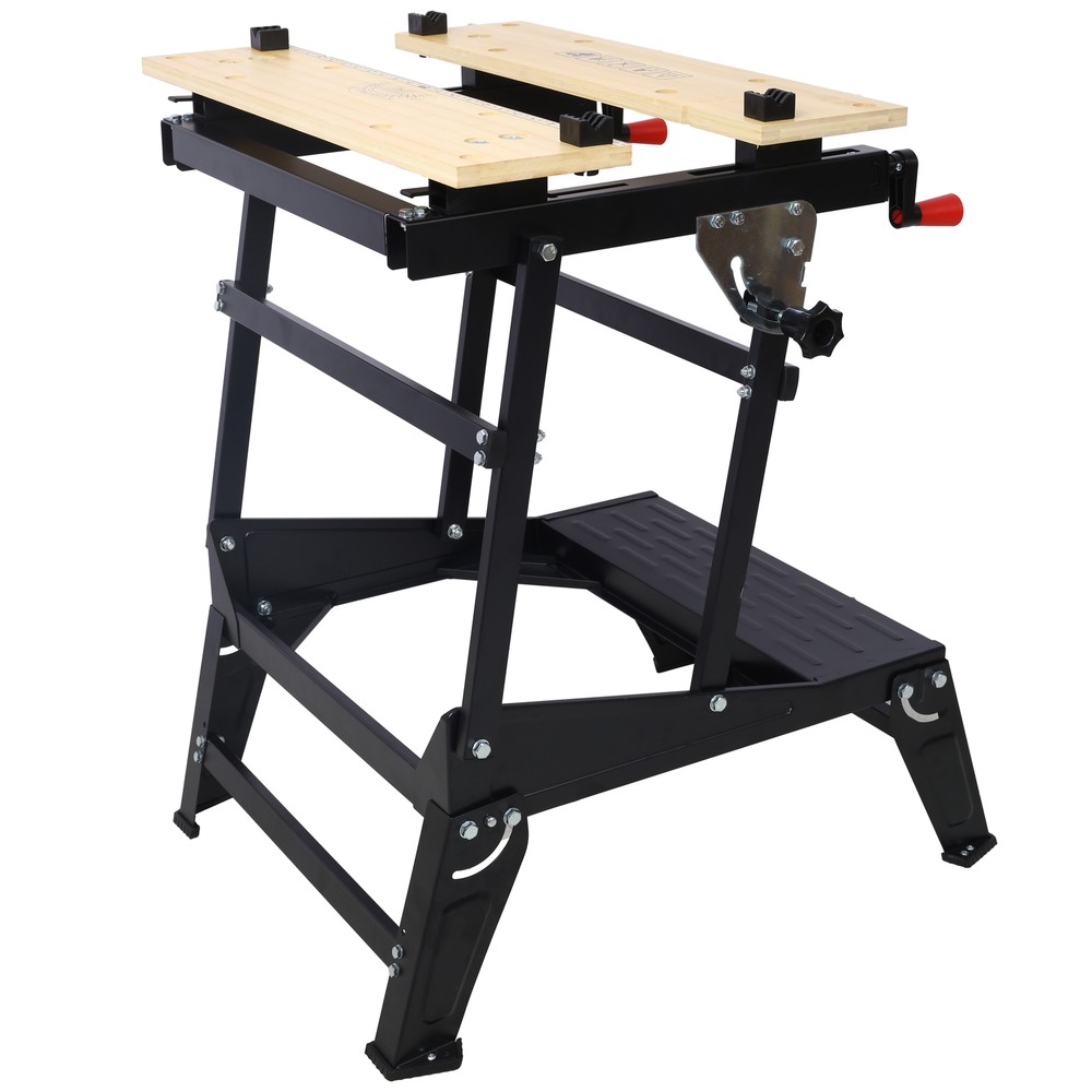 Foldable Workbench with Adjustable Jaws Vertical Clamping 4 Rotating Pins