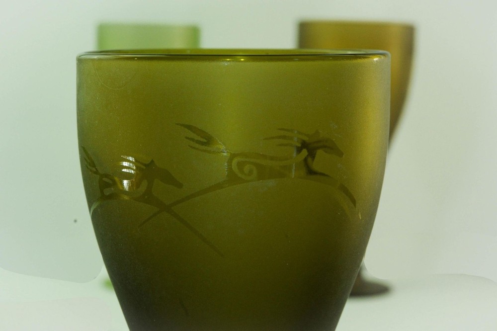 Three Vintage Hand Blown Goblets