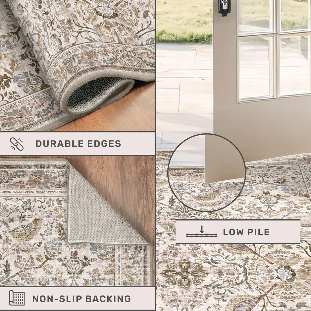 3x4 Large Entryway Rugs - Machine Washable 3' x 4' (Rectangular), Moss Green