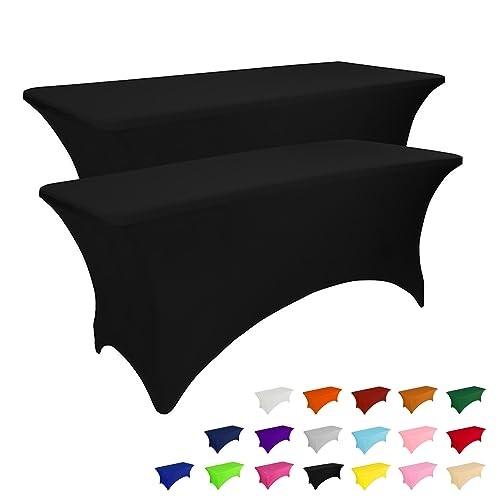 2 Pack 8FT Table Cloth for Rectangular Fitted Events 8 Ft - 2 Pcs Black