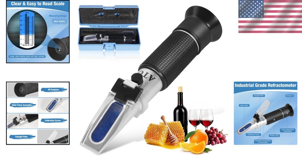 Brix Refractometer with ATC, Dual Scale - Specific Gravity & Brix, Hydrometer...