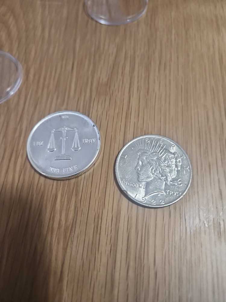 1922 Peace Silver Dollar And 1OZ Silver