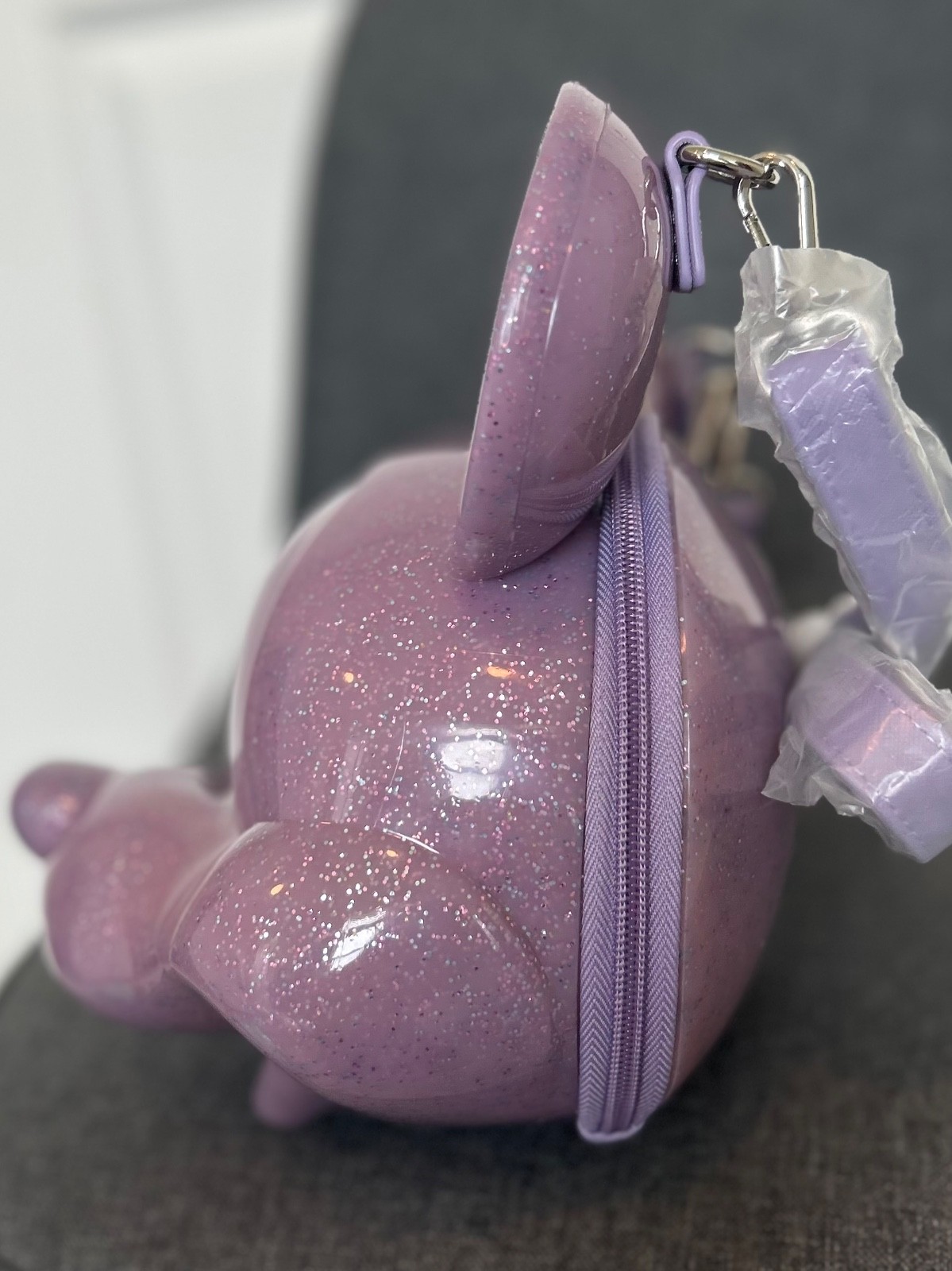 Disney Parks Loungefly Mickey Mouse 3D Head Purple Glitter Crossbody Bag NEW