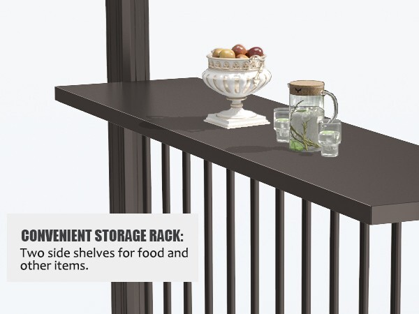 Domi Outdoor 6.5x12FT Hardtop Grill Gazebo w/2 Side Shelves &Ceiling Hook,Brown