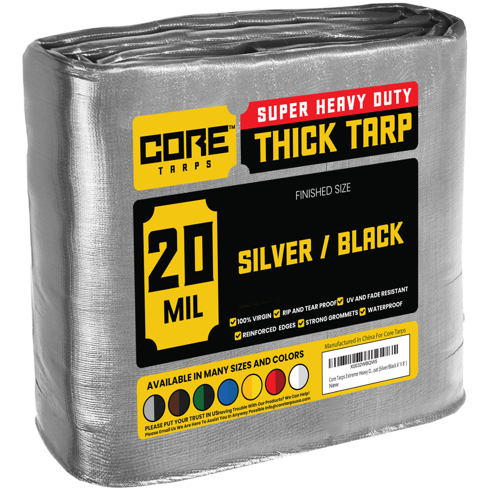 Core Tarps Extreme Heavy Duty Tarp 20 Mil Waterproof Tarpaulin Cover Resistant