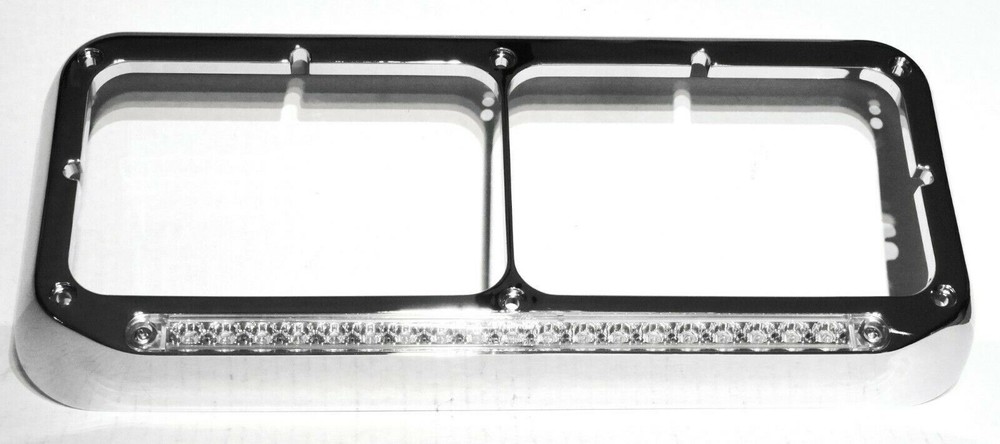Dual Rectangular Headlight Bezel Clear Lens 19 Amber LEDs Plastic UP#32359 Each