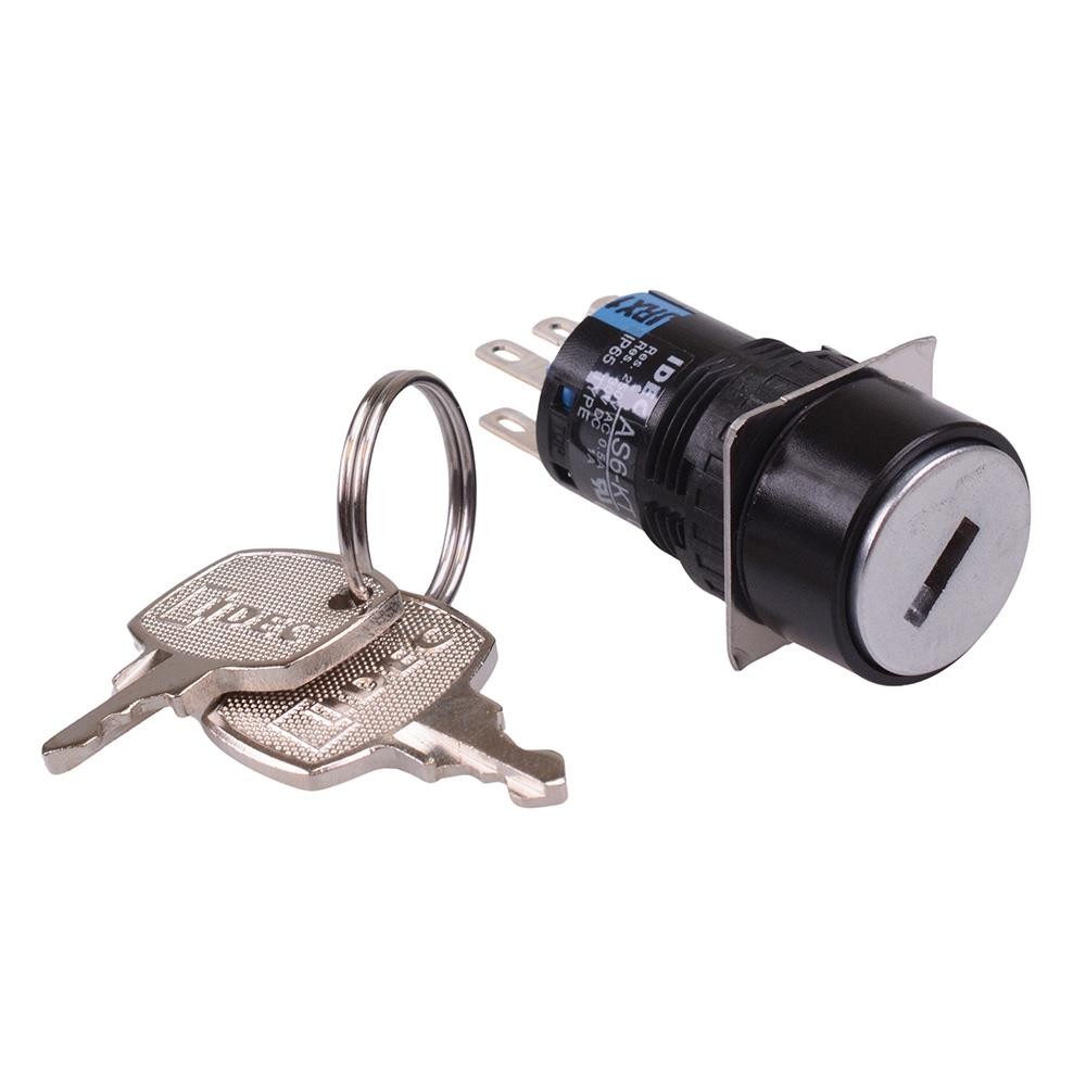 AS6M-2KT2PAC 2 Position 16mm Latching Key Switch DPDT IDEC
