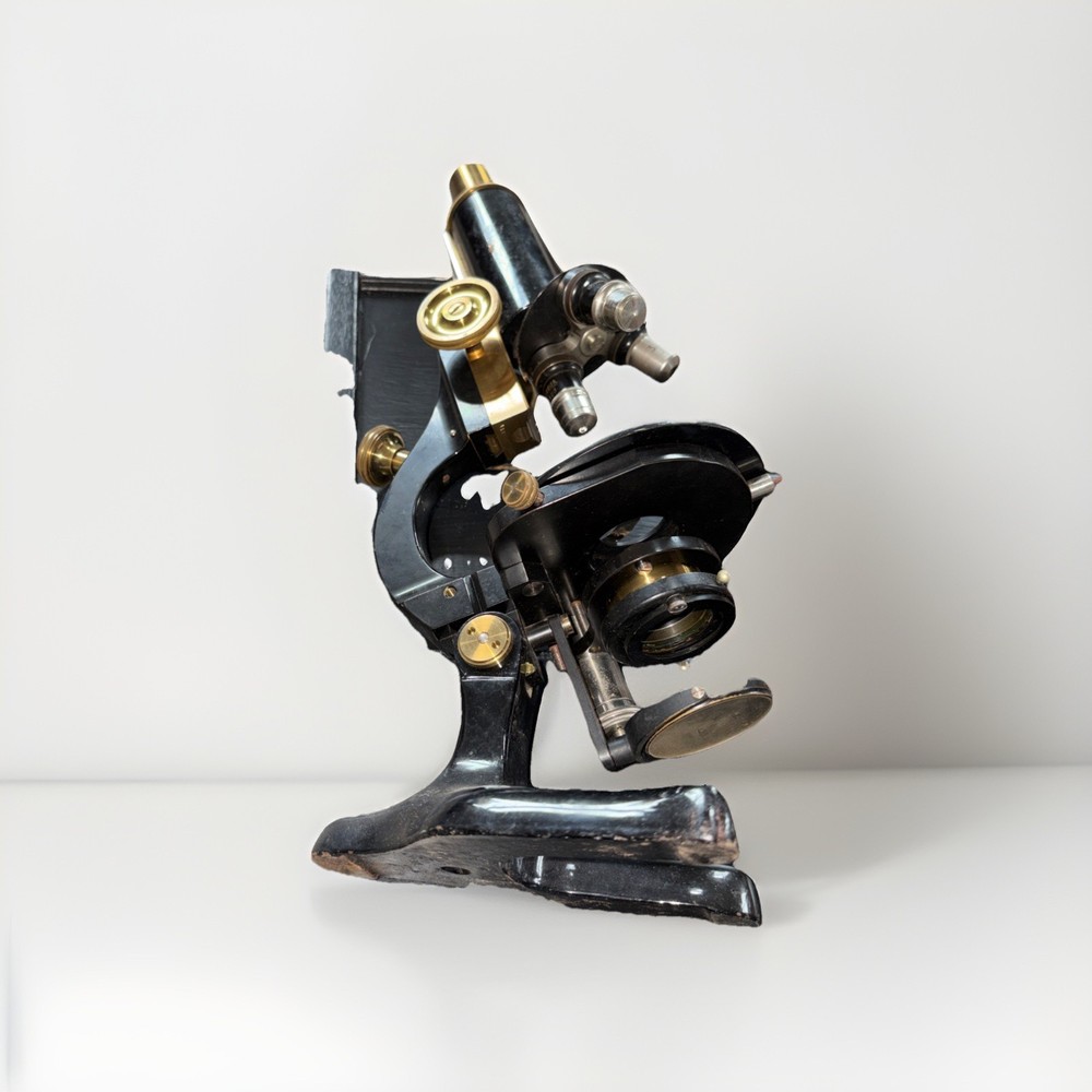 Antique H.J. Nlemert Berlin Compound Microscope Set, Case, Othmer Object & Slide