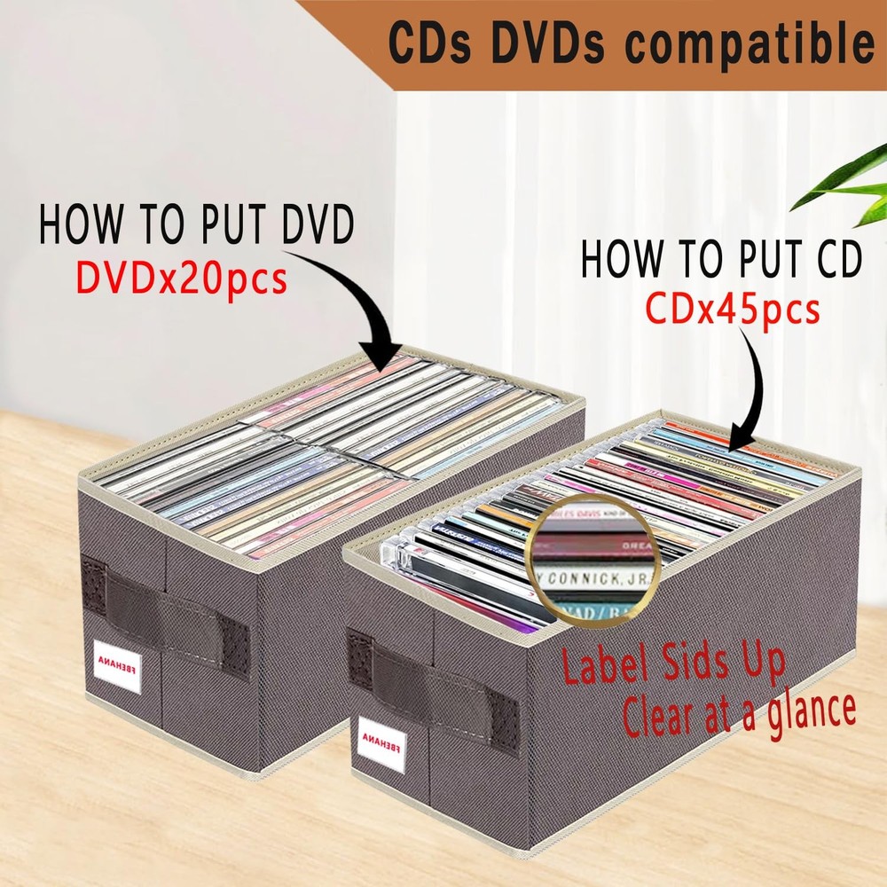 CD/DVD storage box Universal, stackable CD/DVD organizer with lid, Blu-ray di...