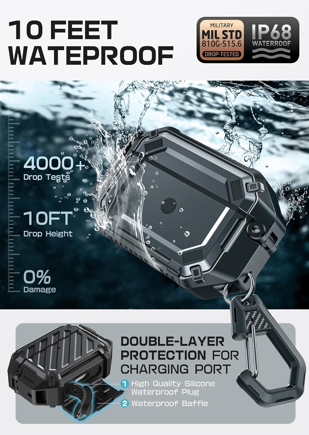 SUPCASE Ultra Drop-proof Case IP68 Headphone Cover for AirPods Pro 3 (3rd Gen)