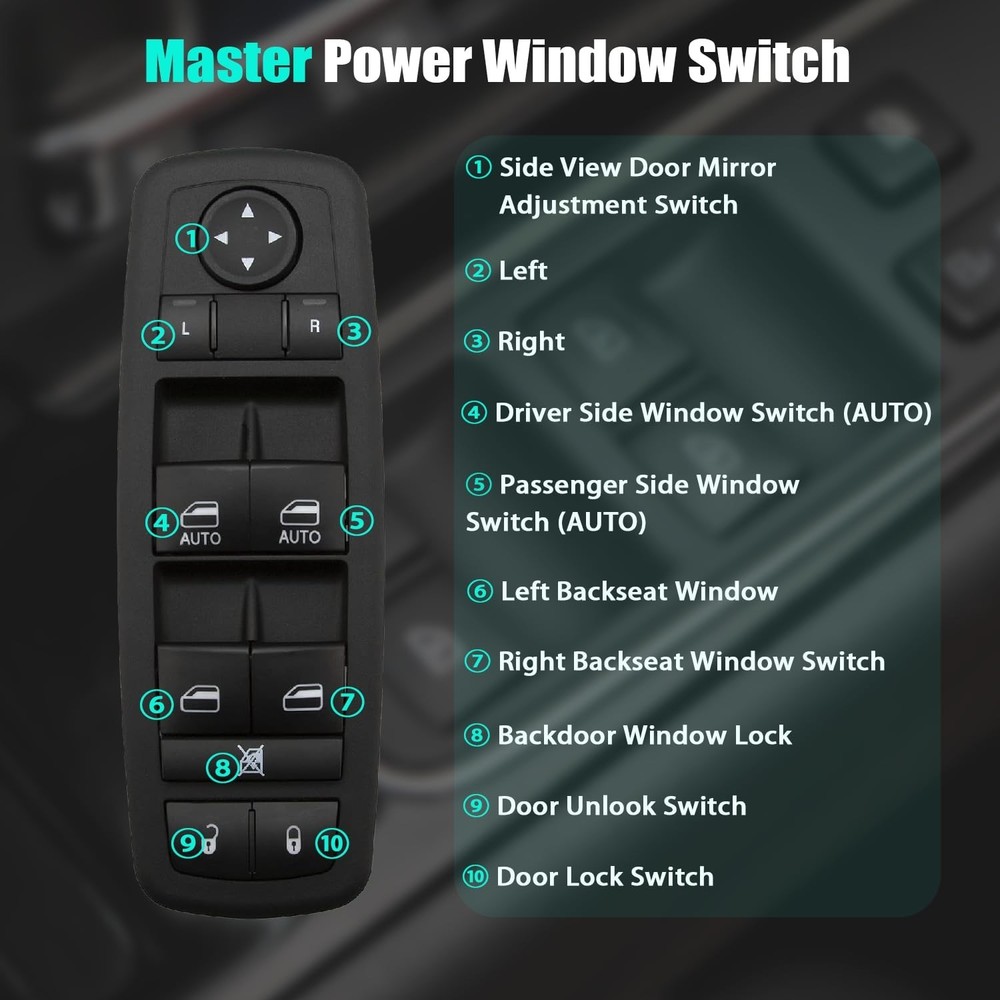Driver Side Master Power Window Control Switch for 2011–2022 Dodge Durango