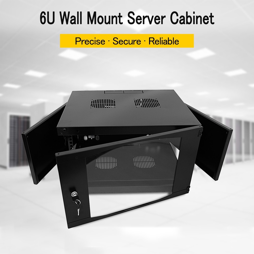 6U WALL MOUNT IT NETWORK SERVER Data CABINET 19" 450MM DEEP DOOR/PANEL LOCKS