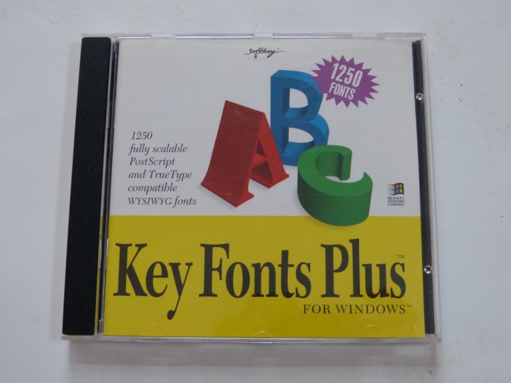 Softkey- Key Fonts Plus - 1250 Fonts, PC CD ROM, Windows, #KFP3344AE, 1995
