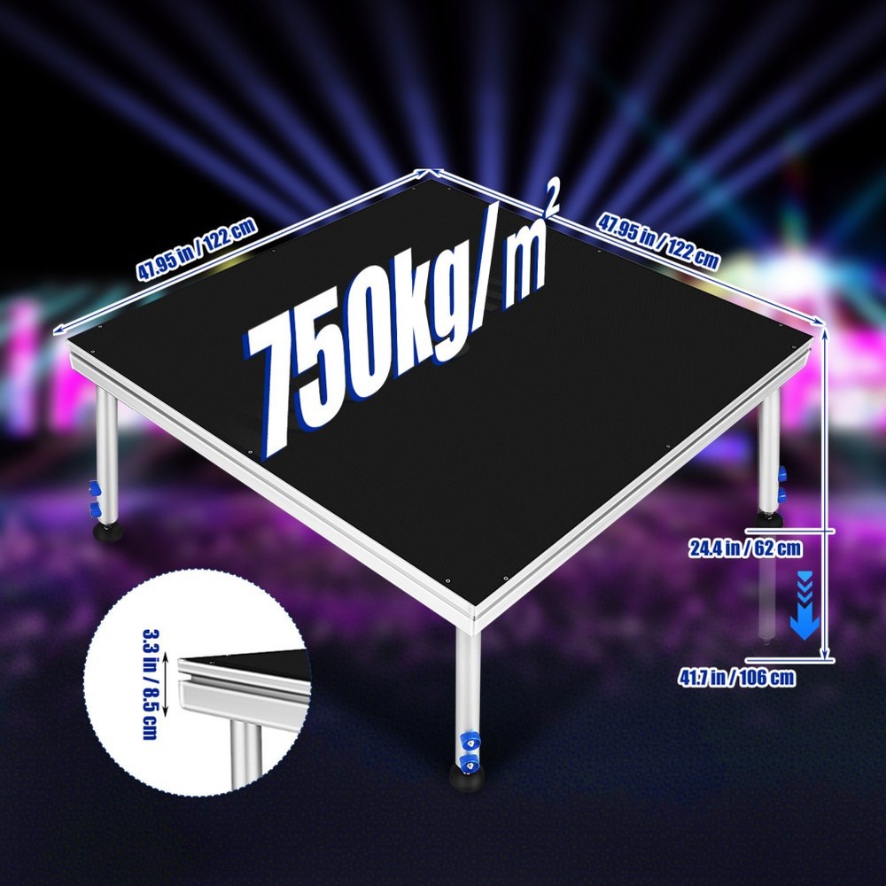 4x4ft Portable Stage Platform 24"-40"Adjustable Height Stage Riser Modular Stage