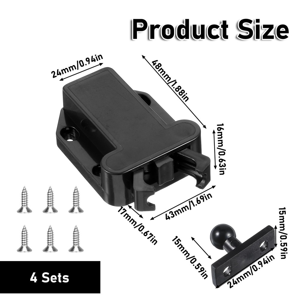 4 Pack Push Latches Cabinets Open Catch Lock Safe Rebound Self Locking Device