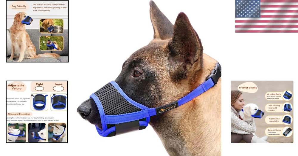 Comfortable & Humane Dog Muzzle, Anti Biting for Small, Medium & Large Dogs