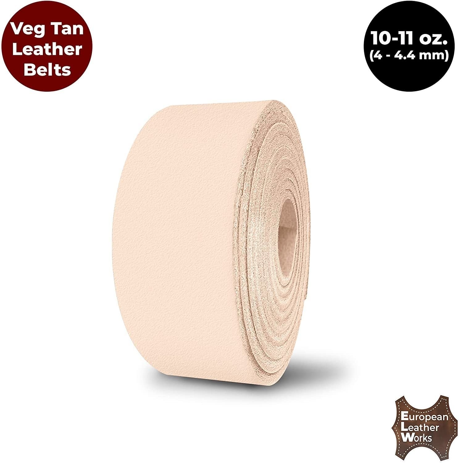 ELW Leather Blank Belt - 8-9 to 13-15 oz Thickness Cowhide Vegetable Tanned