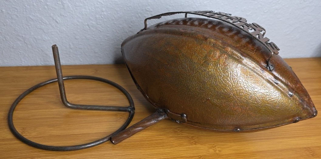 Texas Longhorns Metal Football With Stand Collectible Manning Hook'em Horns