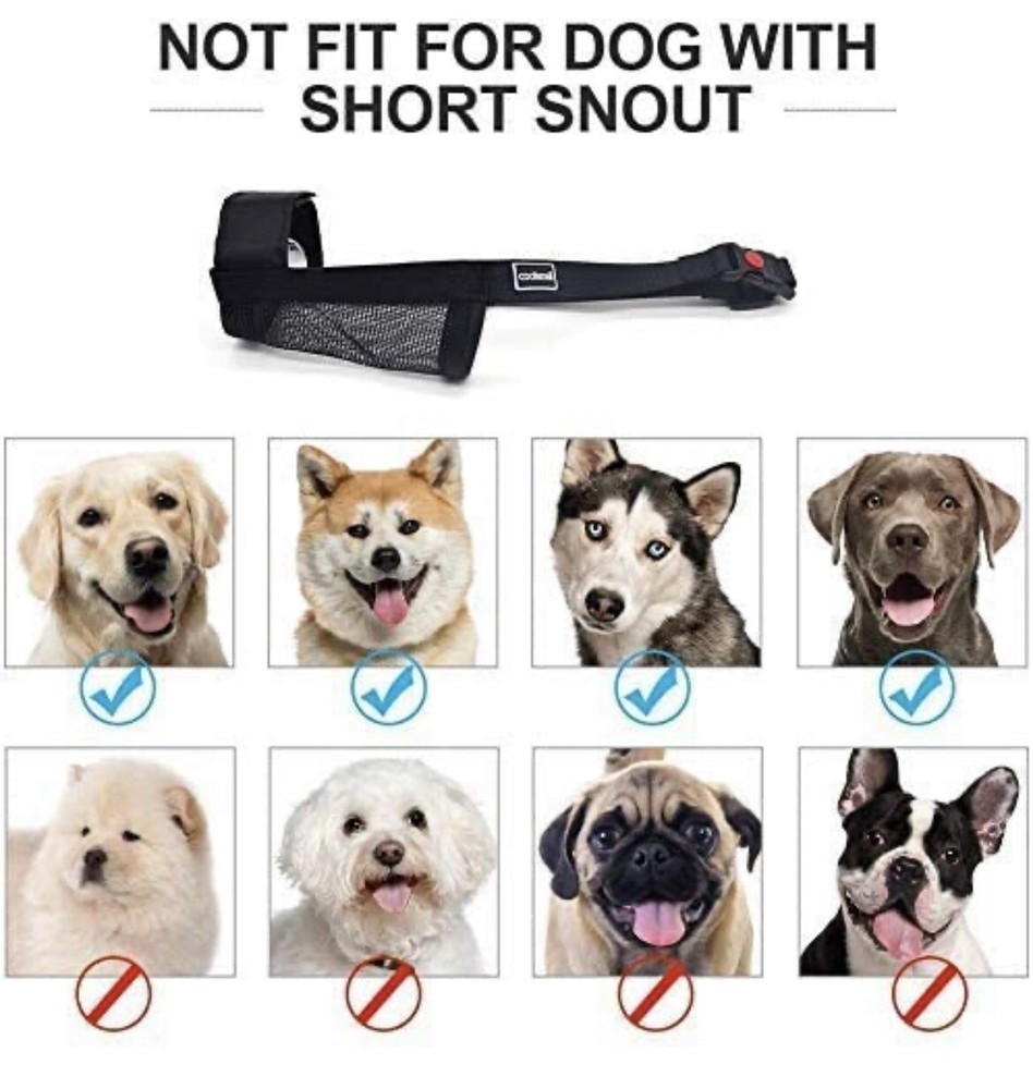 Coolsnail Dog Muzzle Training Dogs Large, Nylon Soft, Adjustable Breathable Mesh