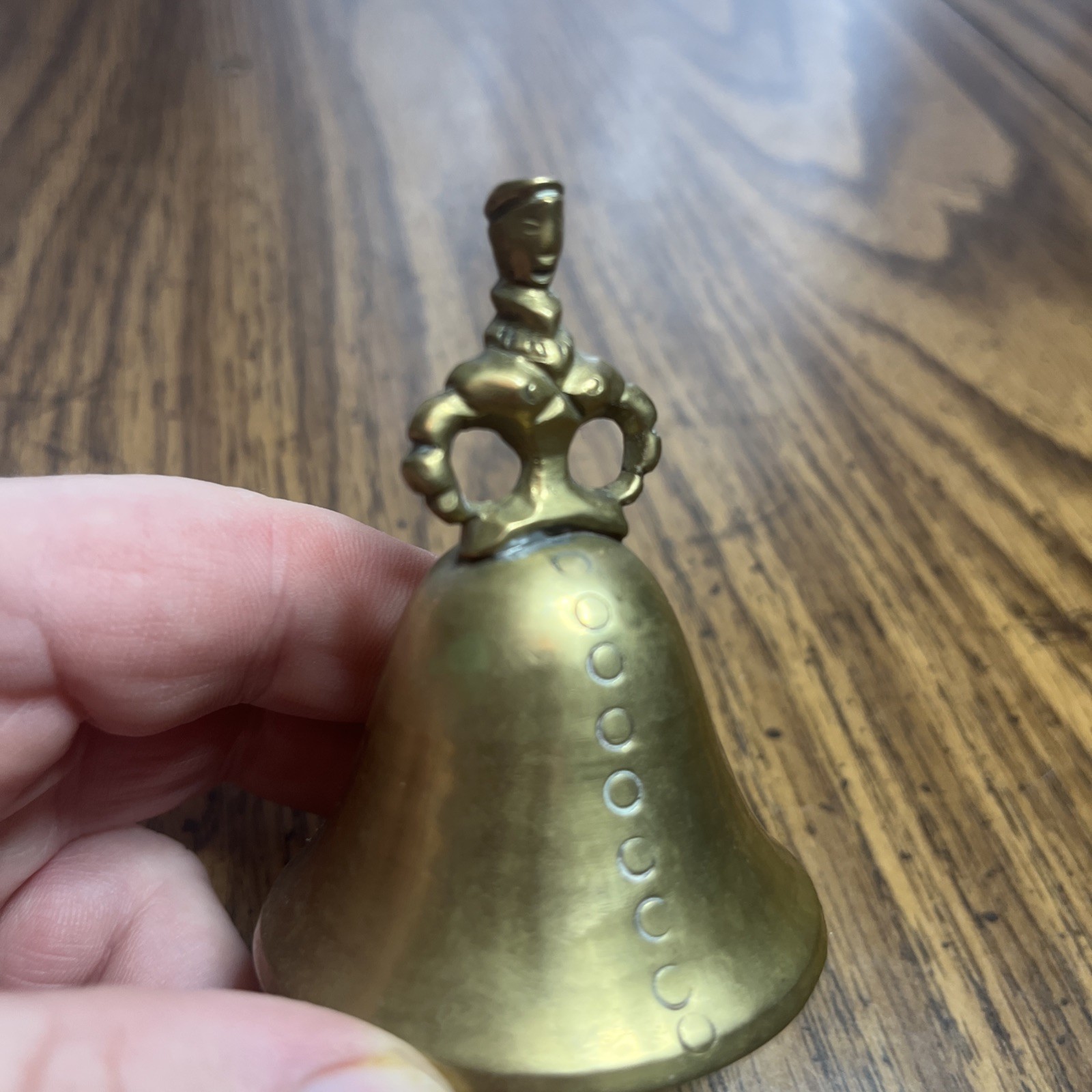 Vintage figure lady 3" fancy lady bell brass bronze