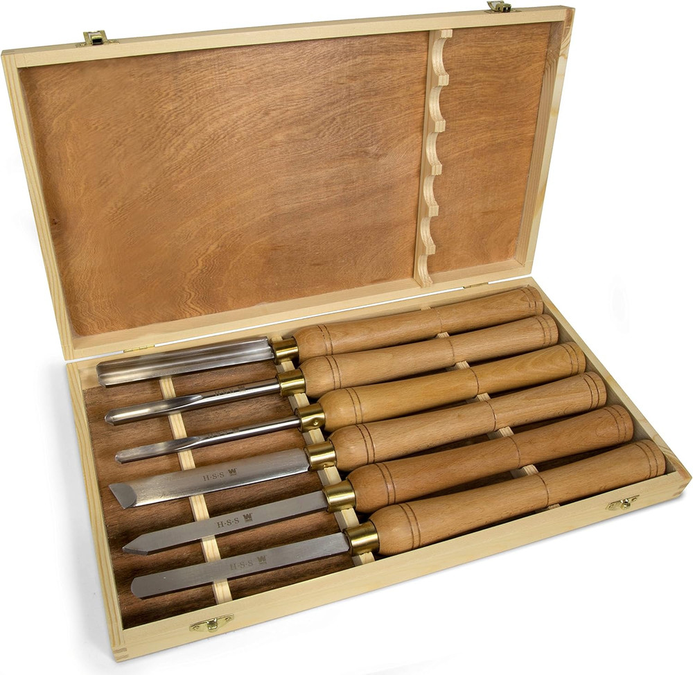 Premium 6-Piece Artisan Chisel Set with MT2 Arbor Keyed Drill Chuck
