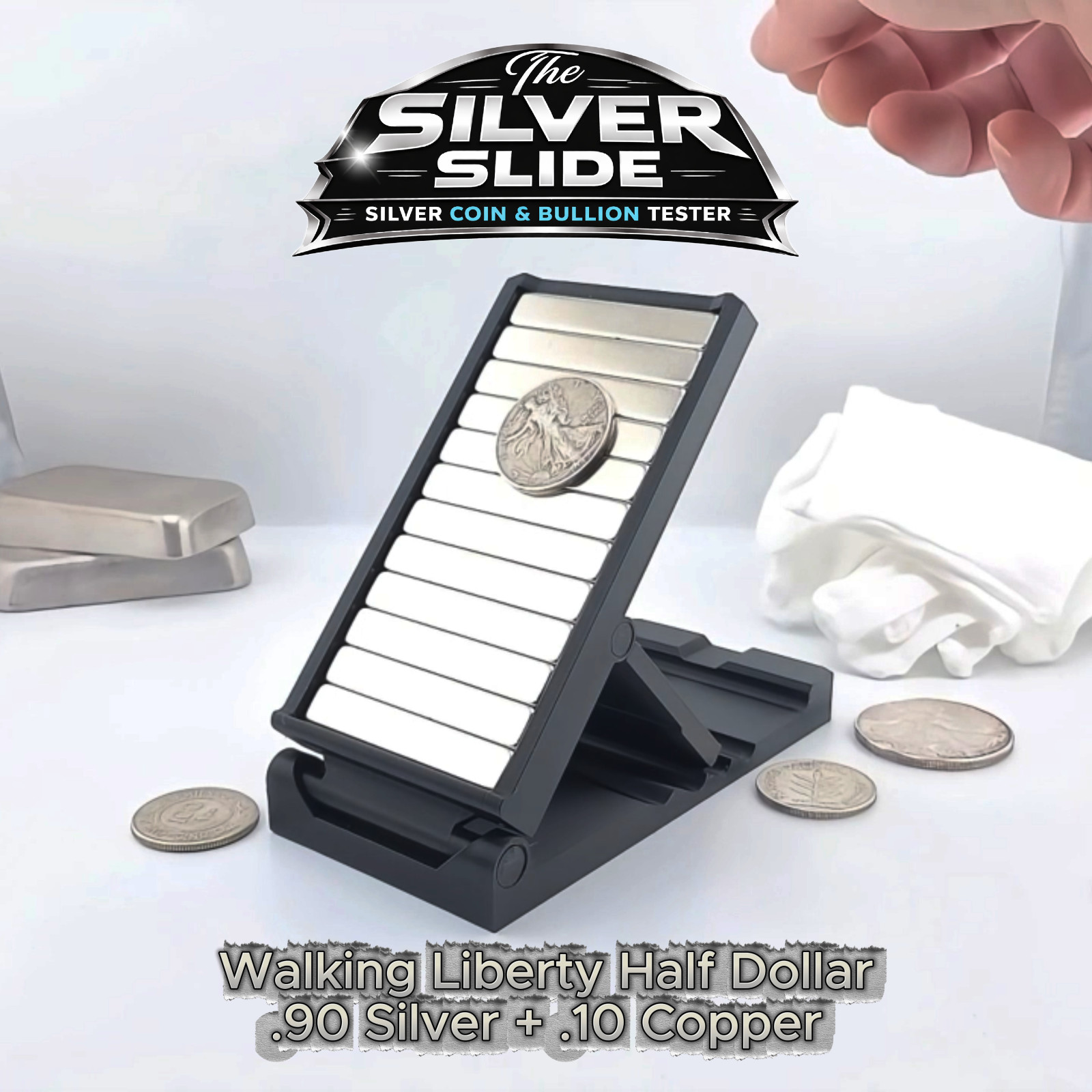 The Silver Slide Magnet Slide Test Kit For Silver Coins & Bullion, N52 Neodymium