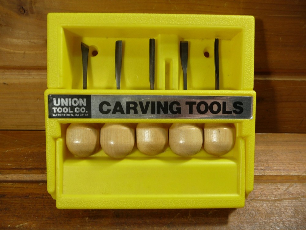 Union Tool Co General Palm Hand Wood Carving Tools SET OF 5 Gouges Chisel V USA