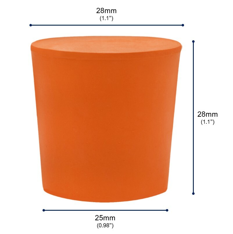 10PK Rubber Stoppers, Solid - 25mm Bottom, 28mm Top, 28mm Length - Eisco Labs