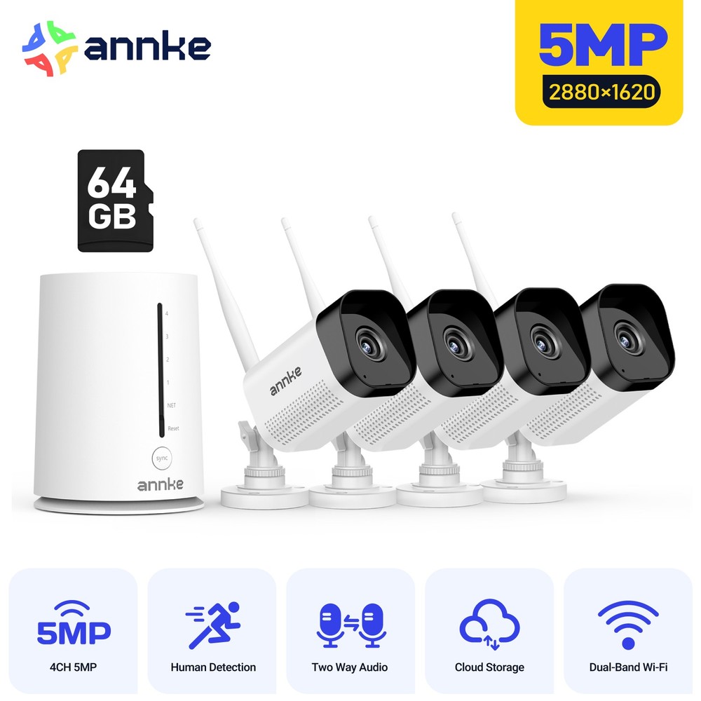 ANNKE 5MP Wireless Security Camera System Two-Way Audio 4CH NVR Human Detection