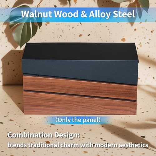 Wall-Mount Mailbox, Walnut Wood Panel, Rust Resistant Large No Flag style
