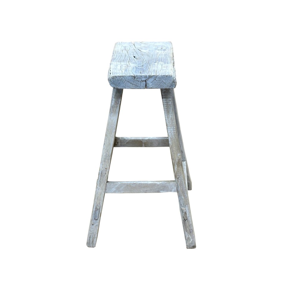 Rustic Raw Rough Wood Grain Rectangle Slim Stool Bench Side Table ws4640