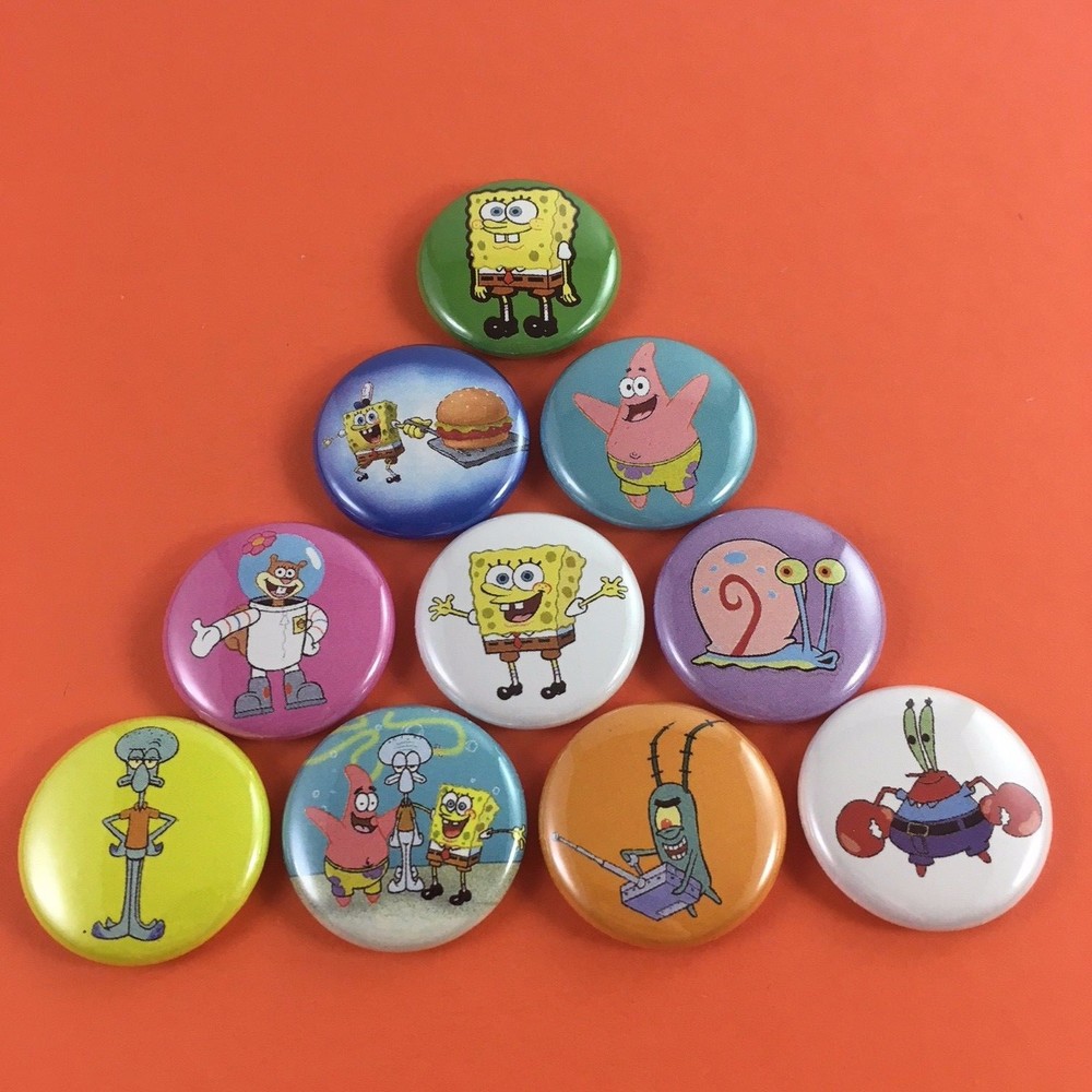 SpongeBob SquarePants 1" Button Pin Set Gary Squidward Nickelodeon Patrick